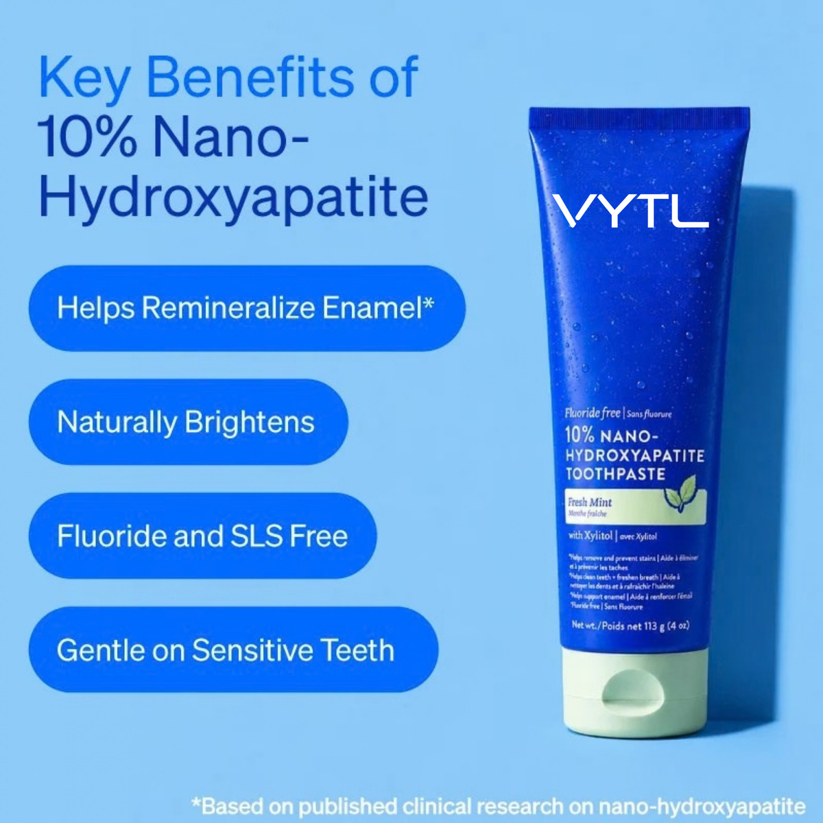 Vytl 10% Nano-Hydroxyapatite Toothpaste | Fluoride-Free